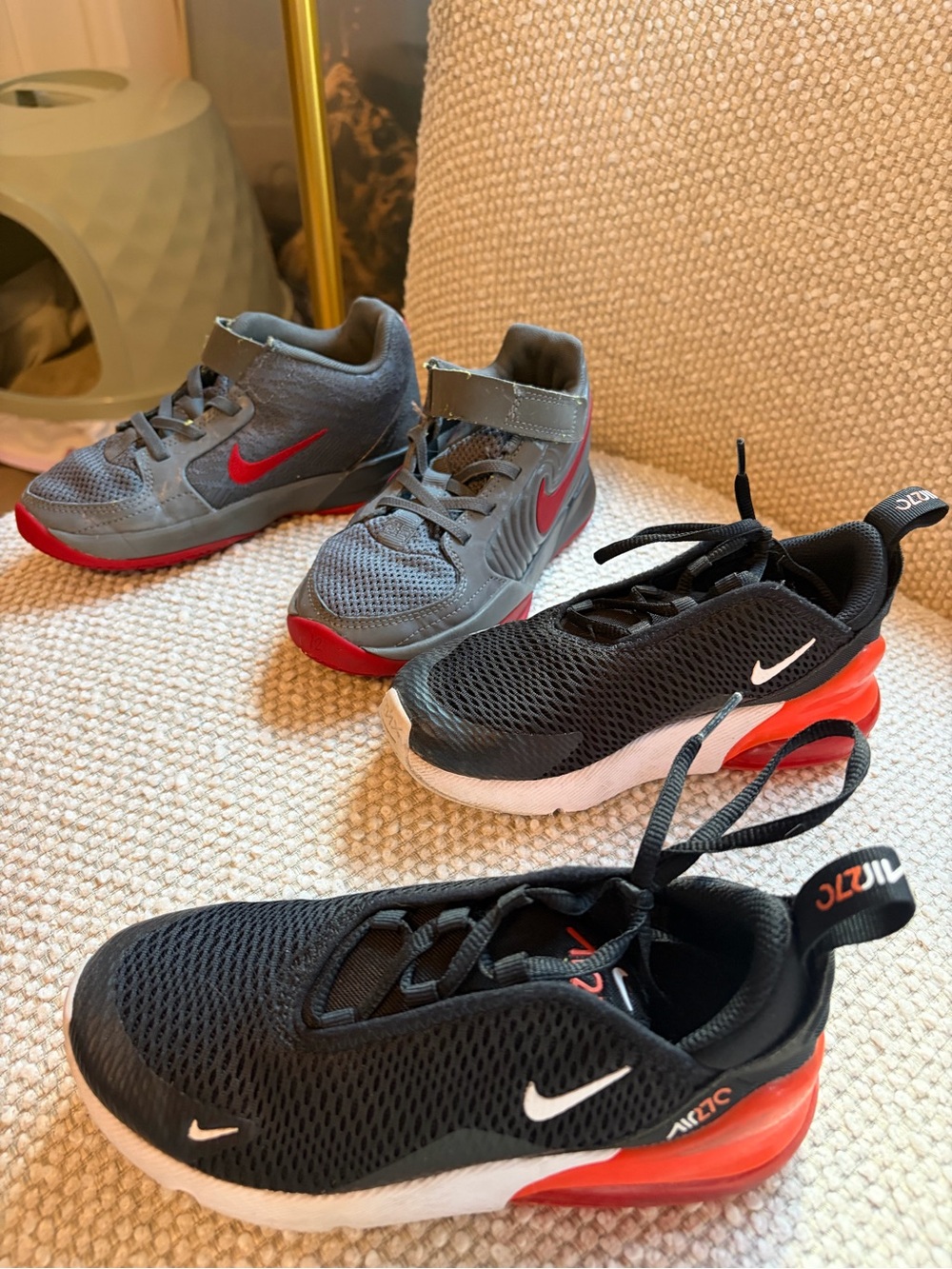 Nike Kids Black & Gray Sneakers with Red Accents